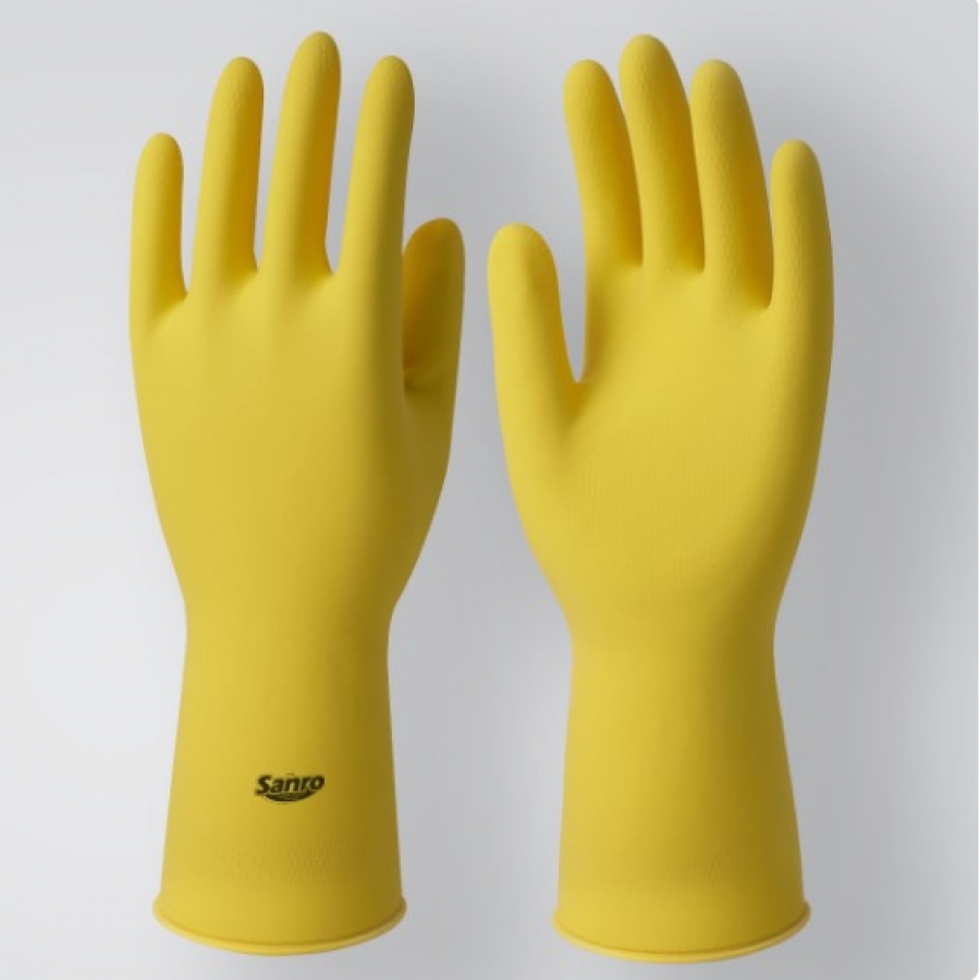 Luva látex amarela par Sanro 