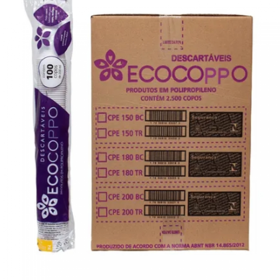 Copo descartável 180ml PP Ecocoppo